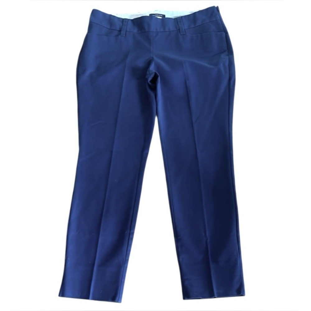 Lands’ End Navy Ankle Pant Tapered leg Side zip Womens 8P Classic Stretch cotton